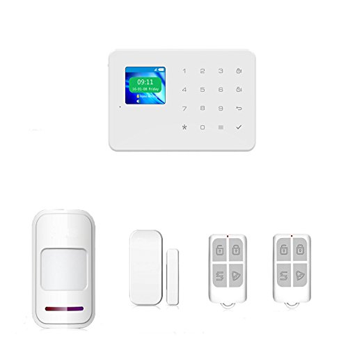 SZABTO komplettes drahtloses GSM Home Security Alarm-System zur Absicherung von 1 Türen oder Fenstern über Magnetkontakte und 1 Räumen über Bewegungsmelder Mit 2 Fernbedienungen